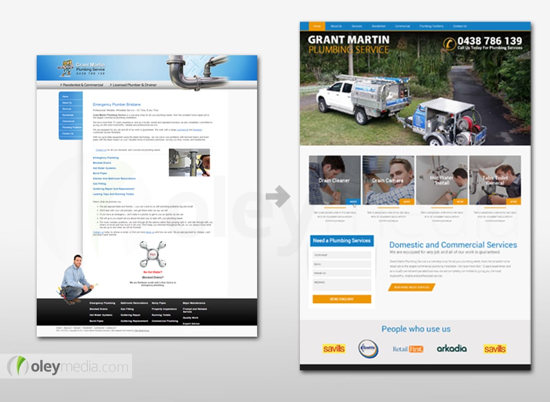 Website Design Makeover - Grant Martin Plumbing