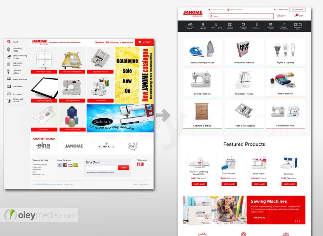 Website Design Makeover - Janome Sewing Centre