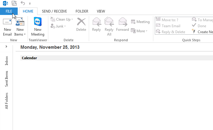 Outlook 2013 File Tab