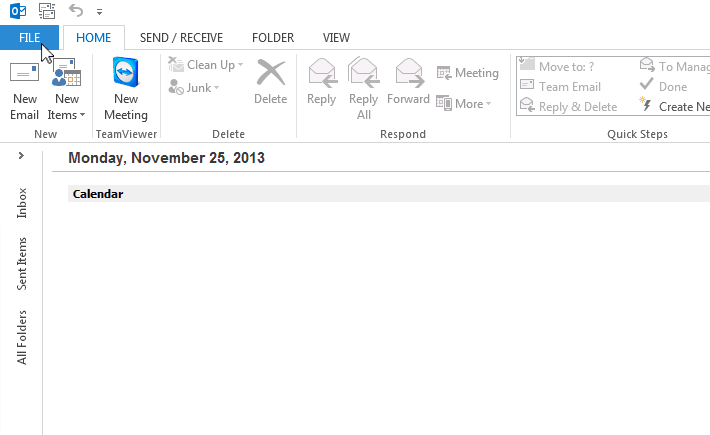 Outlook 2013 File Tab