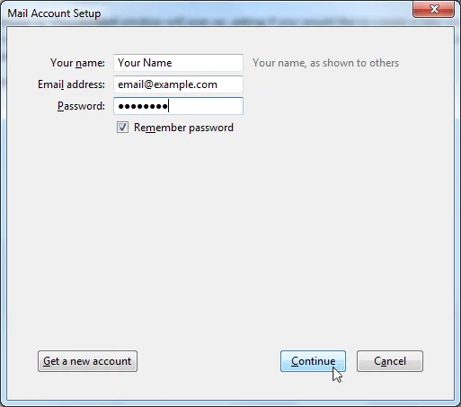 Mozilla Thunderbird MailAccountSetup