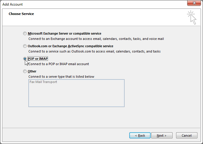 Outlook 2013 POP IMAP
