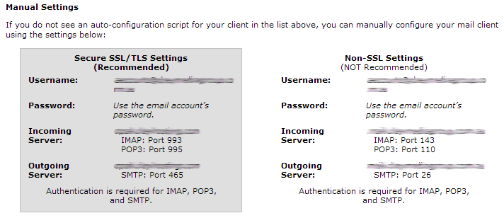 Outlook 2013 CPanel Email Settings