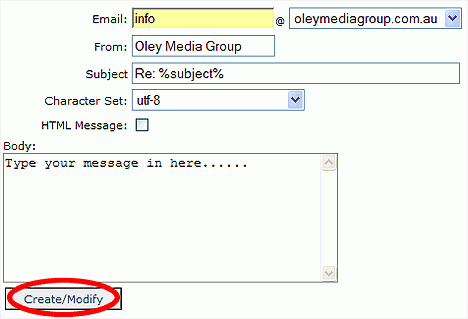 Cpanel mail autoresponder config