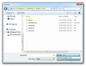 Open the hosts file