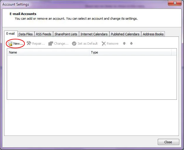 Outlook 2007 Step 2 New Account