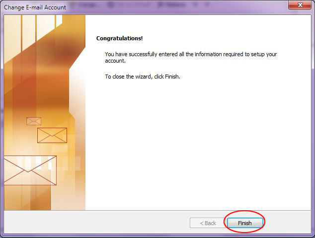 Outlook 2007 Step 8 Email setup complete