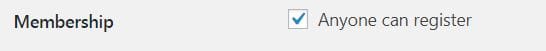 WordPress Settings General Membership Anyone can register