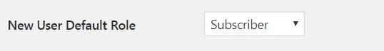 WordPress Settings General New User Default Role Subscriber