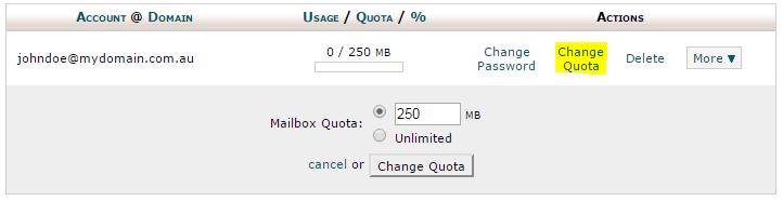 Cpanel Email Account Change Quota