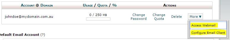 Cpanel Email Account Configure Access