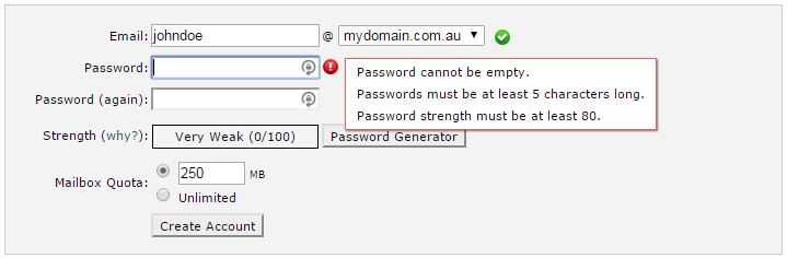 Cpanel Email Account Password Requirements
