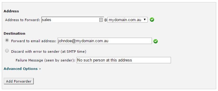 Cpanel Email Forwarder Setup