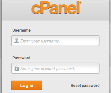 cpanel login screen