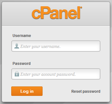 cpanel login screen