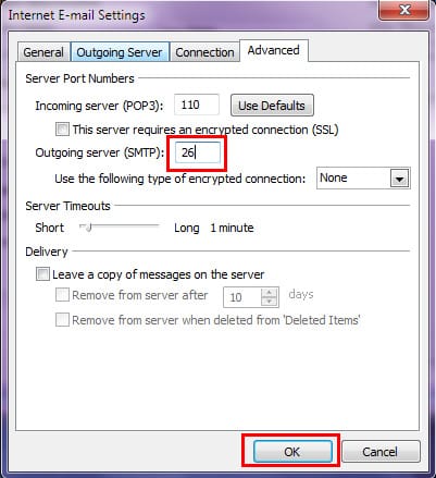 internet email advanced settings