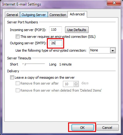internet email advanced settings