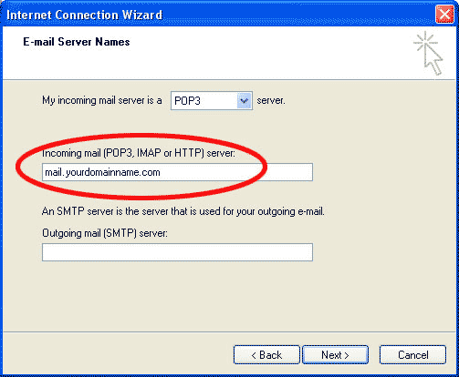 Outlook Express - Incoming Server Name